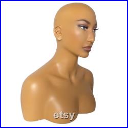 USAKHV Female Women Fiberglass Realistic Mannequin Head Bust Wig Stand for Wigs Store Display Model (JOJO)