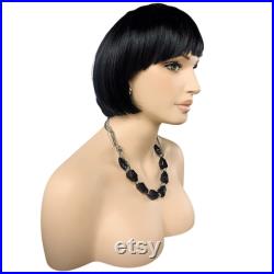 USAKHV Female Women Fiberglass Realistic Mannequin Head Bust Wig Stand for Wigs Store Display Model KOYA