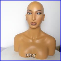 USAKHV Female Women Fiberglass Realistic Mannequin Head Bust Wig Stand for Wigs Store Display Model (JOJO)