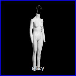 USAKHV Female Women Ghost Invisible Mannequin V Cut Full Body Fiberglass Model Professional Photo Wheeled Stand GH21 (White)