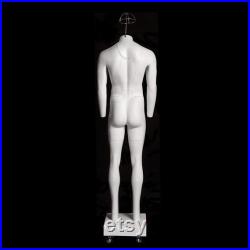 USAKHV Full Body Male Ghost Invisible Mannequin Fiberglass White Model Stand Base (GH33)
