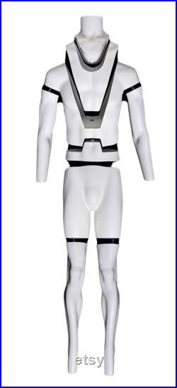 USAKHV Full Body Male Ghost Invisible Mannequin Fiberglass White Model Stand Wheeled Base GH34