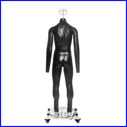 USAKHV Full Body Male Men Ghost Invisible Mannequin Fiberglass White Black Skin Model Professional Photo Wheeled Stand Base (GH23-Black)