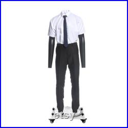 USAKHV Full Body Male Men Ghost Invisible Mannequin Fiberglass White Black Skin Model Professional Photo Wheeled Stand Base (GH23-Black)