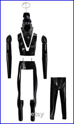 USAKHV Full Body Male Men Ghost Invisible Mannequin Fiberglass White Black Skin Model Professional Photo Wheeled Stand Base (GH23-Black)