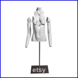 USAKHV Half Body Female Ghost Mannequin Headless Fiberglass White Model Display Stand Photo Professional GH16 white