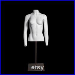 USAKHV Half Body Female Ghost Mannequin Headless Fiberglass White Model Display Stand Photo Professional GH16 white