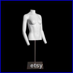 USAKHV Half Body Female Ghost Mannequin Headless Fiberglass White Model Display Stand Photo Professional GH16 white