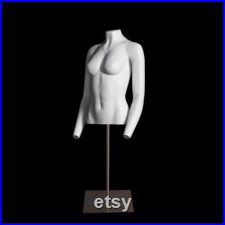 USAKHV Half Body Female Ghost Mannequin Headless Fiberglass White Model Display Stand Photo Professional GH16 white