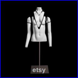 USAKHV Half Body Female Ghost Mannequin Headless Fiberglass White Model Display Stand Photo Professional GH16 white