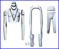 USAKHV Invisible Full Body Male Ghost Mannequin Fiberglass White Model Stand GH23