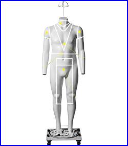 USAKHV Male Ghost Invisible Mannequin Full Body Fiberglass White Model Stand GH25
