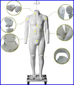 USAKHV Male Ghost Invisible Mannequin Full Body Fiberglass White Model Stand GH25