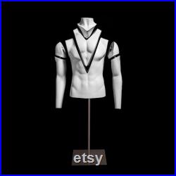 USAKHV Male Men Half Body Ghost Mannequin Headless Fiberglass Model Professional Photo Stand GH17 WHITE