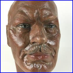 Unique Vintage Male Mannequin Head Plastic Realistic Moustached Man Head Life Size Retro Figure Shop Window Model Male Doll Head