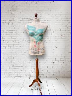 Upcycled Coffee Bean Bag Tailors Mannequin Dummy Size. Size 6 For Tailoring or Display Prop