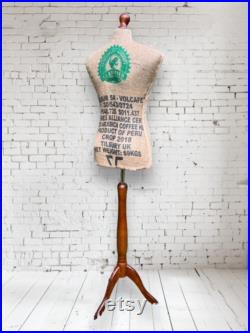 Upcycled Coffee Bean Bag Tailors Mannequin Dummy Size. Size 6 For Tailoring or Display Prop