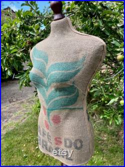 Upcycled Coffee Bean Bag Tailors Mannequin Dummy Size. Size 6 For Tailoring or Display Prop