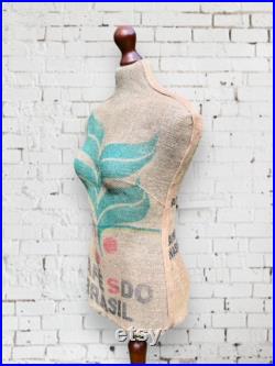 Upcycled Coffee Bean Bag Tailors Mannequin Dummy Size. Size 6 For Tailoring or Display Prop