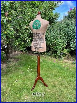 Upcycled Coffee Bean Bag Tailors Mannequin Dummy Size. Size 6 For Tailoring or Display Prop