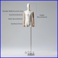 Upper Half Body Male Display Dress Form Torso,Adjustable Fashion Men Linen Mannequin Torso,Manikin Head For Wig Clothing Display Model Props