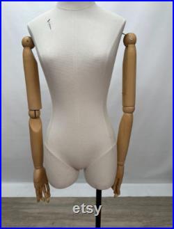 Used Female Mannequin Dress Form withBendable Wood Arms