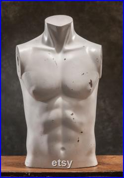 VINTAGE Torso male MANNEQUIN, White Dummy Torso, Vintage human body decor