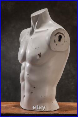 VINTAGE Torso male MANNEQUIN, White Dummy Torso, Vintage human body decor