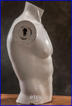 VINTAGE Torso male MANNEQUIN, White Dummy Torso, Vintage human body decor