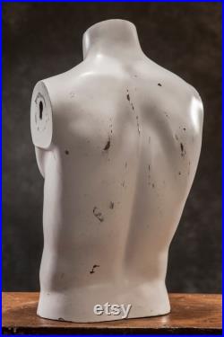 VINTAGE Torso male MANNEQUIN, White Dummy Torso, Vintage human body decor