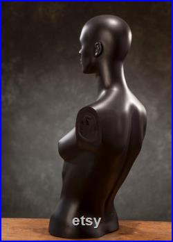 VINTAGE half body female MANNEQUIN Real Size dummy, black female mannequin, human body decoration