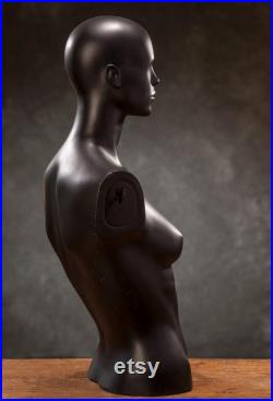 VINTAGE half body female MANNEQUIN Real Size dummy, black female mannequin, human body decoration