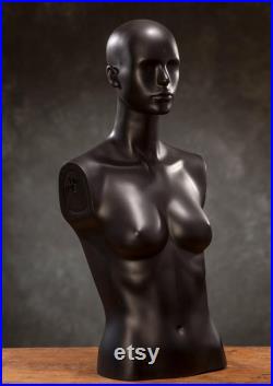 VINTAGE half body female MANNEQUIN Real Size dummy, black female mannequin, human body decoration