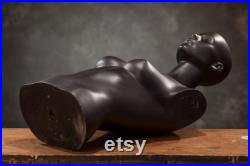 VINTAGE half body female MANNEQUIN Real Size dummy, black female mannequin, human body decoration