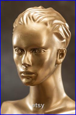 VINTAGE half body female MANNEQUIN from 1980s, Gold Lady Dummy Torso, Golden decor, Human body decoration