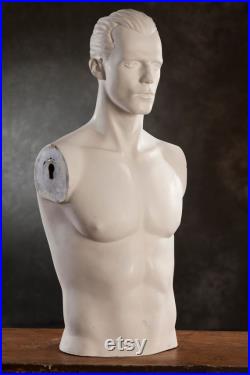 VINTAGE half body male MANNEQUIN Real Size Man dummy from 1980s, White male mannequin, human body decoration