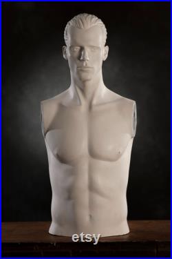 VINTAGE half body male MANNEQUIN Real Size Man dummy from 1980s, White male mannequin, human body decoration