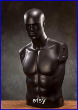 VINTAGE half body male MANNEQUIN Real Size Man dummy from 1980s, black male mannequin, human body decoration