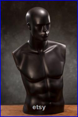 VINTAGE half body male MANNEQUIN Real Size Man dummy from 1980s, black male mannequin, human body decoration