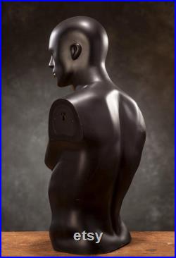 VINTAGE half body male MANNEQUIN Real Size Man dummy from 1980s, black male mannequin, human body decoration
