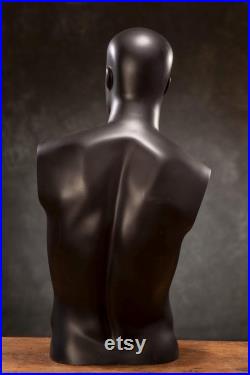 VINTAGE half body male MANNEQUIN Real Size Man dummy from 1980s, black male mannequin, human body decoration