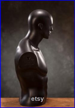 VINTAGE half body male MANNEQUIN Real Size Man dummy from 1980s, black male mannequin, human body decoration