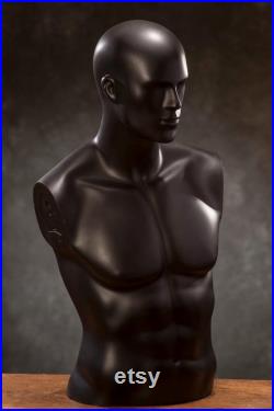 VINTAGE half body male MANNEQUIN Real Size Man dummy from 1980s, black male mannequin, human body decoration