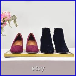 Velvet Jewelry Display Tray Gold Edge Stainless Steel Organizer