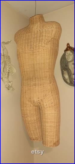 Very Vintage Natural Wicker Female Torso Mannequin