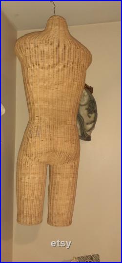 Very Vintage Natural Wicker Female Torso Mannequin