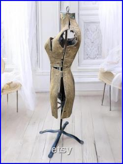 Victorian Dress Form, Antique Adjustable Dress Form, Antique Mannequin Stand, Antique Dress Shop Display, Metal Stand, French Country Decor
