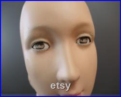 Vintage 1920s Mannequin Head Art Deco, Hat Store Display, Plaster or Composition, issues, sloppy repaint