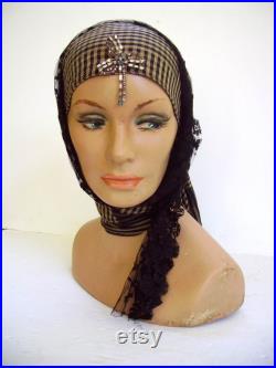 Vintage 1930's Lady Mannequin Head Store Display Manniquin Head Display Halloween Gypsy Hat Display Old Dept Store Mannequin Head