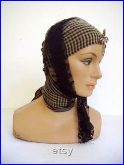 Vintage 1930's Lady Mannequin Head Store Display Manniquin Head Display Halloween Gypsy Hat Display Old Dept Store Mannequin Head